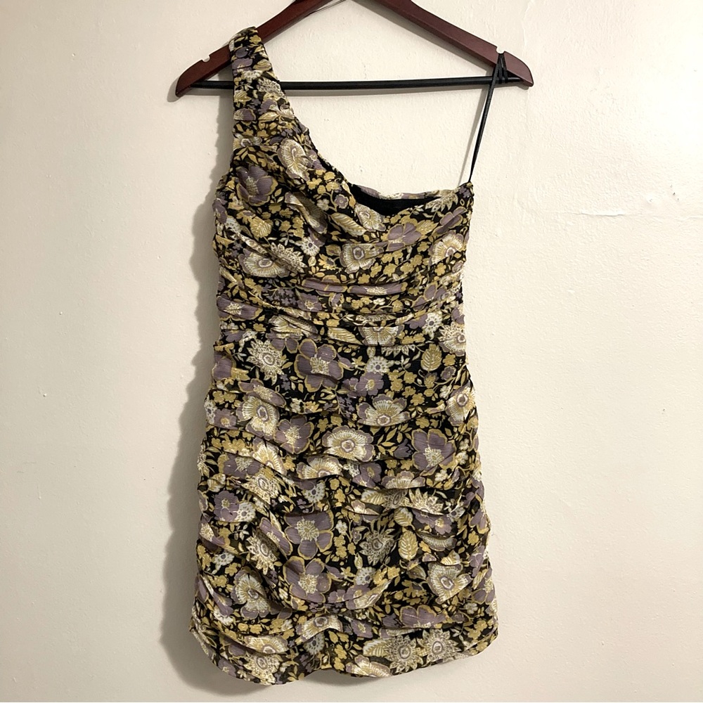 Zara One Shoulder Ruched Mini Dress NWT - Picture 3 of 7